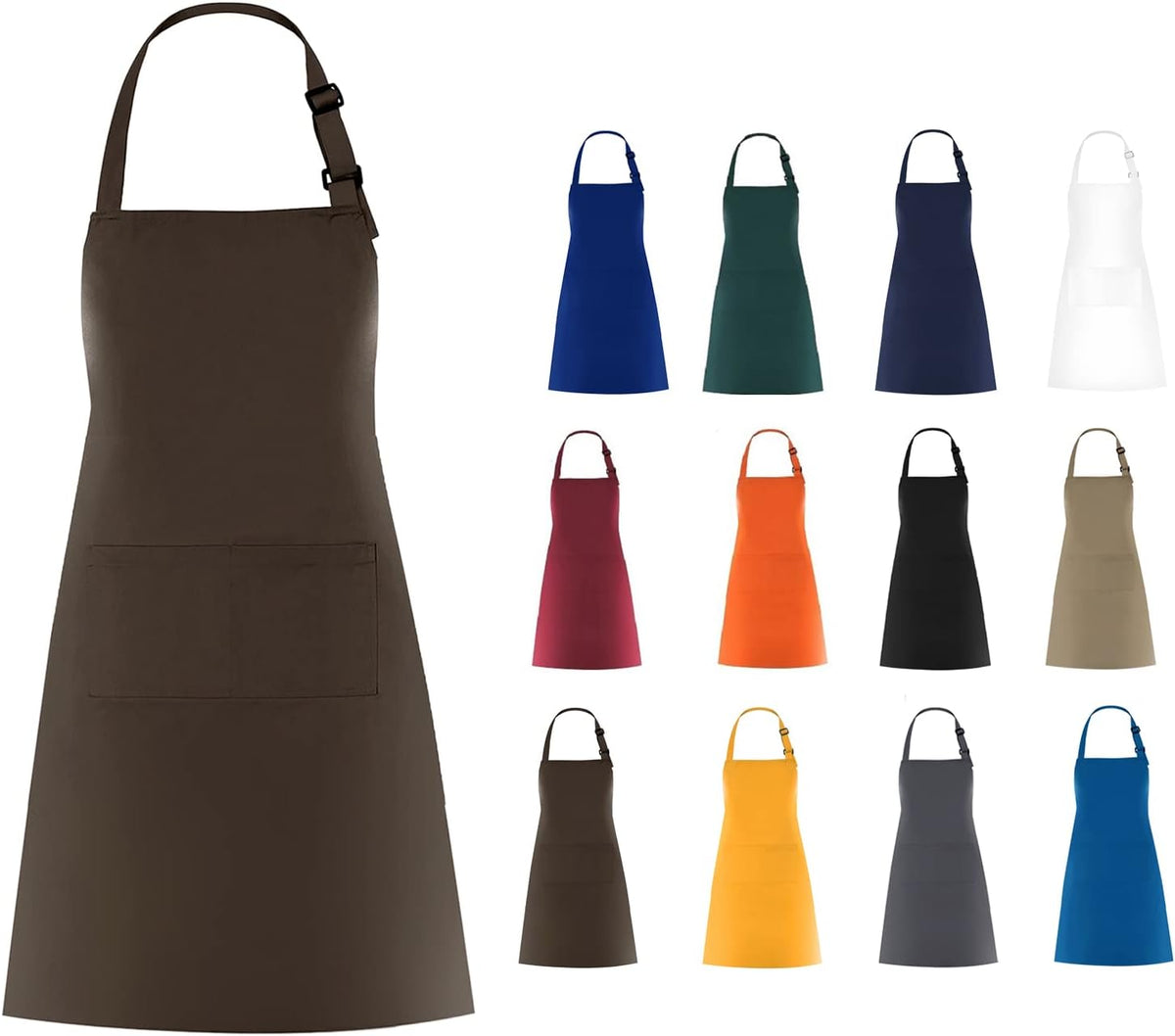 Cotton Blend Waterproof Apron With 2 Pockets for Women Men - Cooking Kitchen Chef Arpon BBQ Work Painting - (1 Pack)