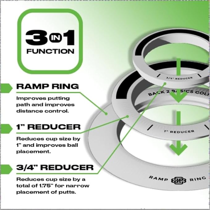 3-Piece Putting Ring Set, Putting Green Indoor Ramp Ring & Hole Reducers for Ultimate Precision Golf Practice, Usabe for Indoor Golf Hitting Mat & Putting Green Outdoor, Golfing Gifts for Men & Women