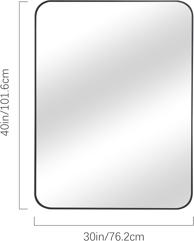 Black Bathroom Mirror, 30" x 40" Wall Mirror with Metal Frame, Decorative Rectangular Vanity Mirror for Bedroom Bathroom Living Room Entryway (Horizontal/Vertical)