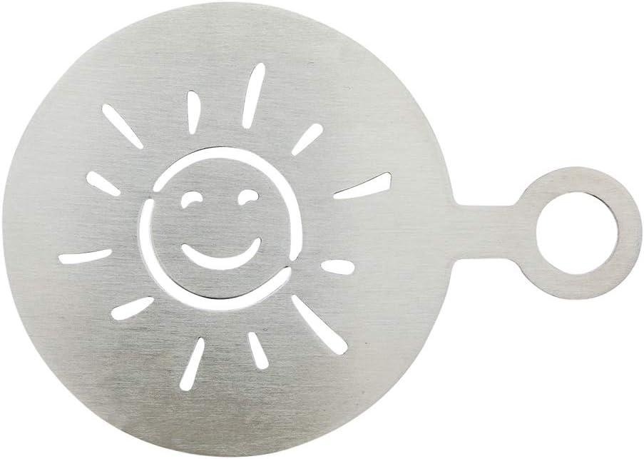 Restaurantware-Restpresso 4.75 Inch Latte Stencil, 1 Smiley Sun Coffee Stencil - Summer Coffee Art Template, Decorate Cupcakes, Cakes, or Cookies, Stainless Steel Cappuccino Template, Heat-Resistant