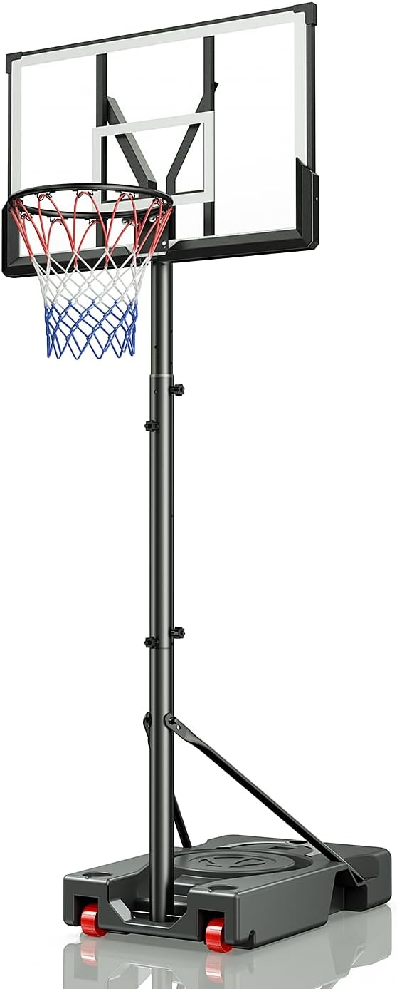 Basketball Hoop Outdoor, 4.4-10 ft Adjustable Height, Portable Basketball Hoop Goal System for Kids Teens and Adults, Weather-Resistant Heavy Base and 45 Inch Shatterproof Backboard