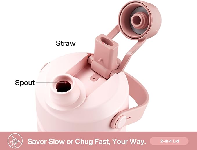 26 oz Insulated Water Bottle with 2-in-1 Straw and Spout Lid, Keep Cold 24H, Leak-Proof, Fits in Car Cup Holder, Stainless Steel Water Bottle for Sports, Travel, Gym, and School (Petal Path)