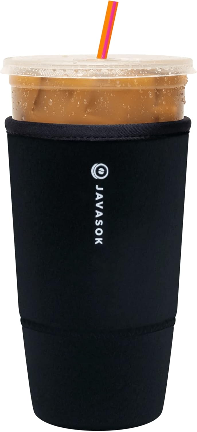 Sok It JavaSok Iced Coffee & Cold Soda Insulated Neoprene Cup Sleeve (Black, XXLarge: 44-48oz)