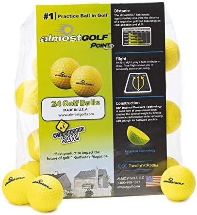 AG AlmostGolf Balls - Limited Flight Practice Golf Balls - (24 Pack) - Almost Golf Balls Foam Golf Training Aids for Indoor Or Yard Practice - Includes 24 AlmostGolf Balls with 5 Liberty Tees