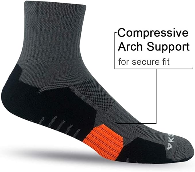 AKOENY Men's Performance Athletic Cushioned Quarter Ankle Socks (6 Pairs)