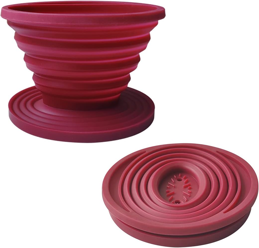 Collapsible Silicone Coffee Dripper, Reusable Coffee Filter Cone for Home, Office, Backpacking, Hiking, Camping and Outdoor Survival