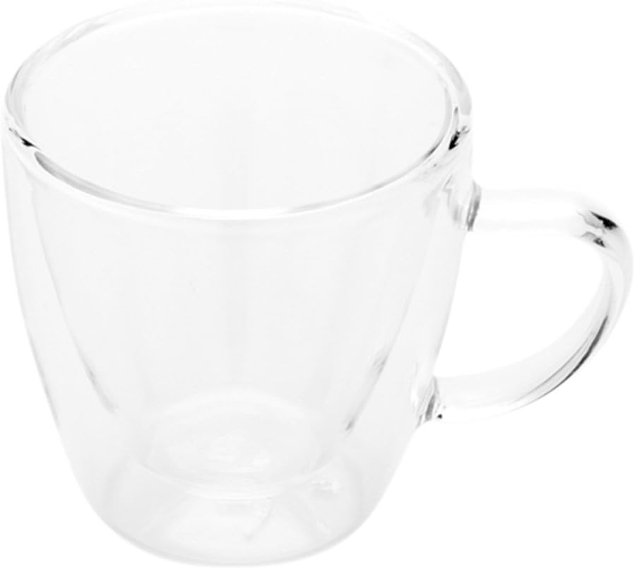 Restaurantware Forma 3 Ounce Small Glass Espresso Cups 10 Double Wall Clear Shot Cups - Built-In Handle Does Not Chip Clear Glass Espresso Mugs Rolled Rim Microwavable
