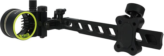 Archery 5-Pin Bow Sight - 0.019" Fiber, Brass Pin, Aluminum Machined - Right and Left Handed, with Hi-Vis Level for Archery, Hunting, Shooting