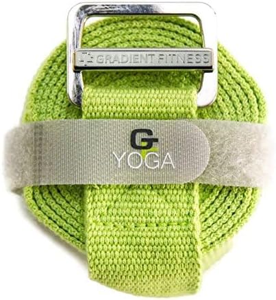 Gradient Fitness Yoga Strap, Friction-Less Easy-Feed Buckle, Super Soft Cotton/Polyester Blend Webbing, Free eGuide. (8 Feet)
