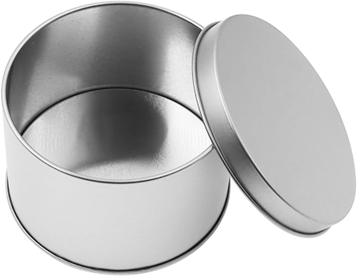 Metal Empty Boxes, Tin Boxes with Lid,Small Silver Tin Boxes,Stackable Organizer Containers,8PCS Storage Tin for Home Outdoor Active Storage Containers