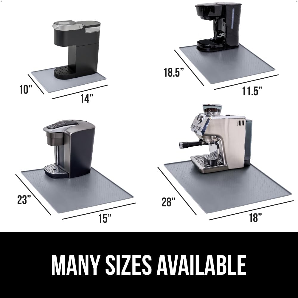 GORILLA GRIP Silicone Coffee Mat, Espresso Drink Bar Station Accessories, Waterproof Heat-Resistant Dish Drying Mats, Stay in Place on Kitchen Counter, Home Kitchen Decor Essentials, 10x14, Gray