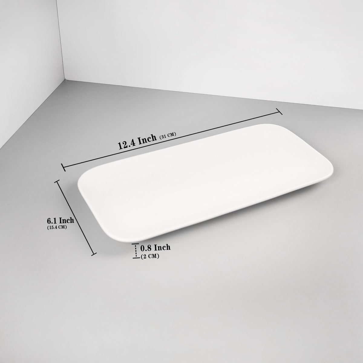 Serving Platters Set of 4, Rectangular Serving Plates, Serving Trays for Entertaining Party, Microwave,Oven,Dishwasher Safe,Kitchen Dinnerware, White 12.4 Inch