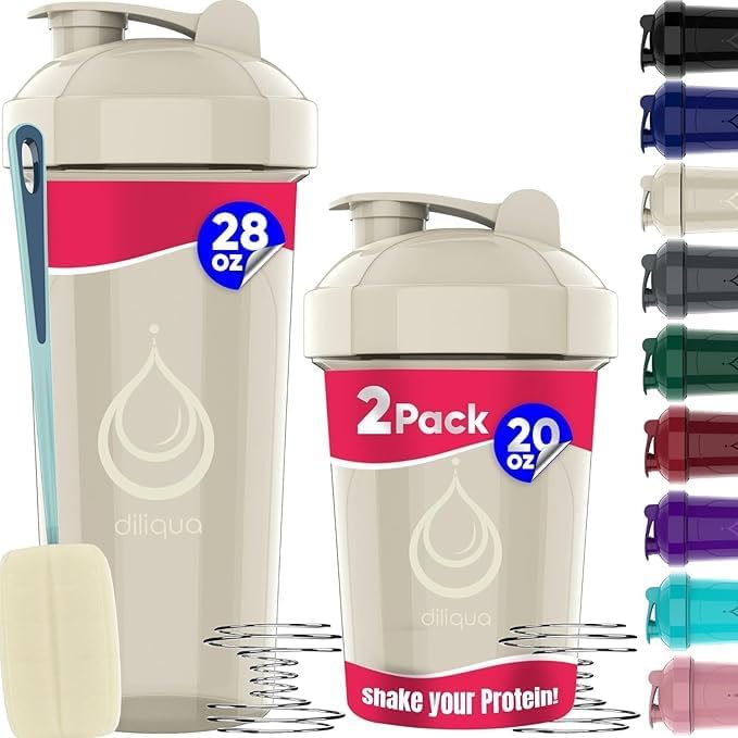 2 PACK, 28 oz & 20 oz Shaker Bottles with Powerful Wire Whisks for Protein Mixes | Leakproof Blender Shaker Bottle Pack | BPA-Free & Dishwasher Safe | Shaker Bottle | Shaker Cups for shakes