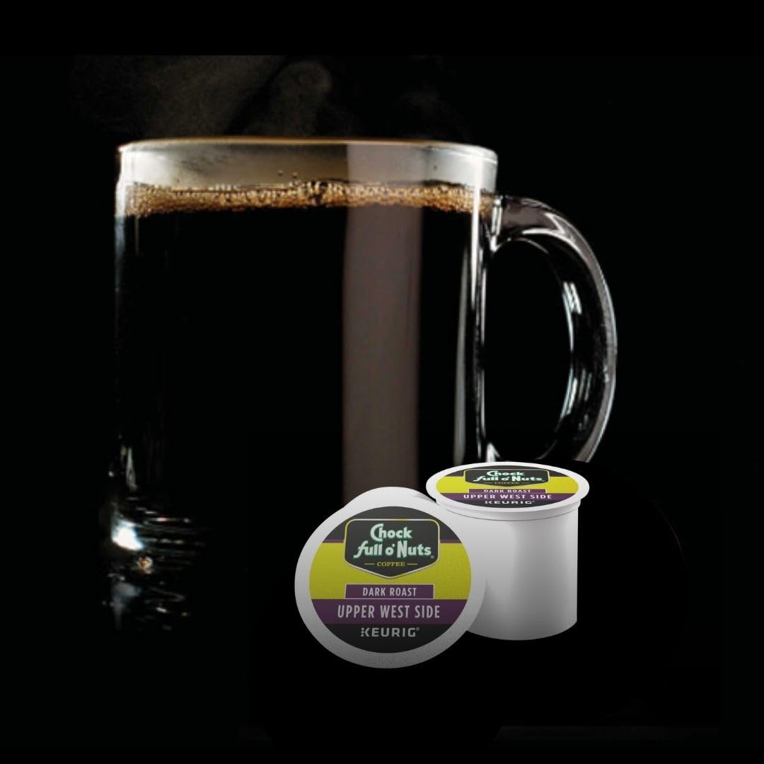 Chock Full o'Nuts Upper West Side Coffee, Dark Roast, Compatible with K-Cup Pods, 12 CT (Pack of 6)