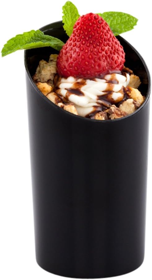 Restaurantware 3 Ounce Shot Glasses 100 Round Incline Cups - With Black Finish Disposable Plastic Shot Glasses For Serving Samples At Wedding Banquets And Catered Events