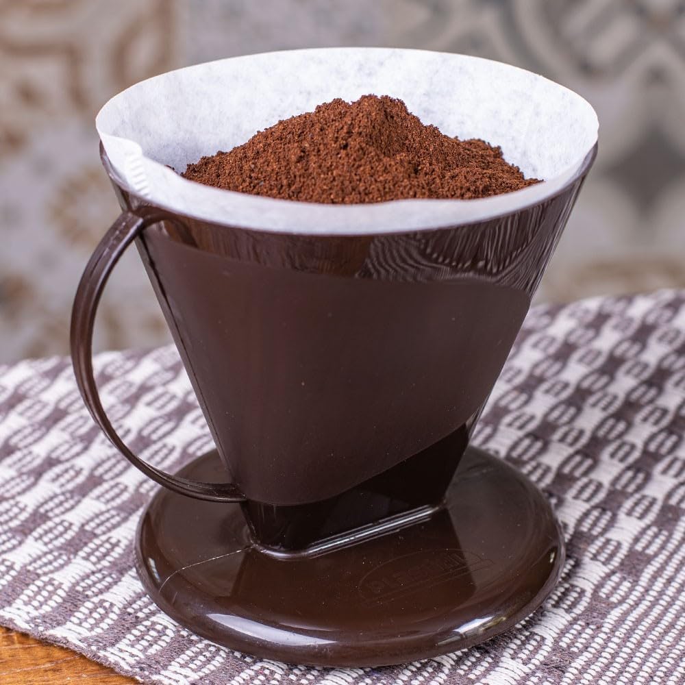 Coffee Filter Holder Brown 700 Ml | Reusable Pour Over Dripper | BPA Free Countertop Brew Tool | Plastic Cone Funnel Carafe Compatible