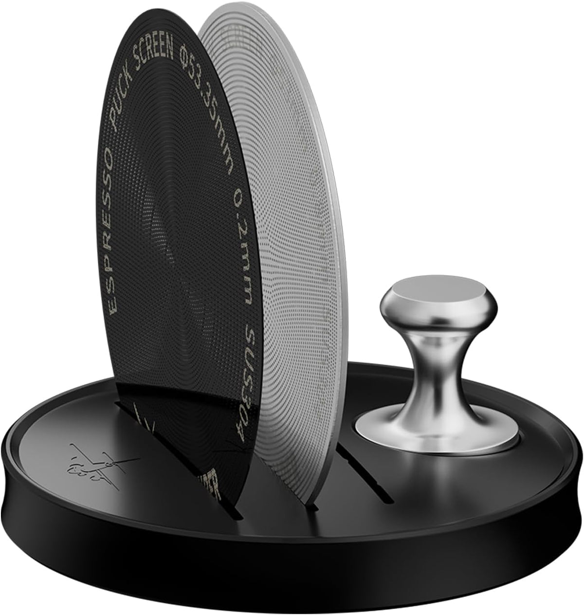 MHW-3BOMBER 54mm Espresso Puck Screen - 0.2mm Ultra Thin Espresso Puck - Metal Reusable Coffee Filter for Portafilter Basket 54mm - Puck Screen with Stand 3 Pack FG7051-OS