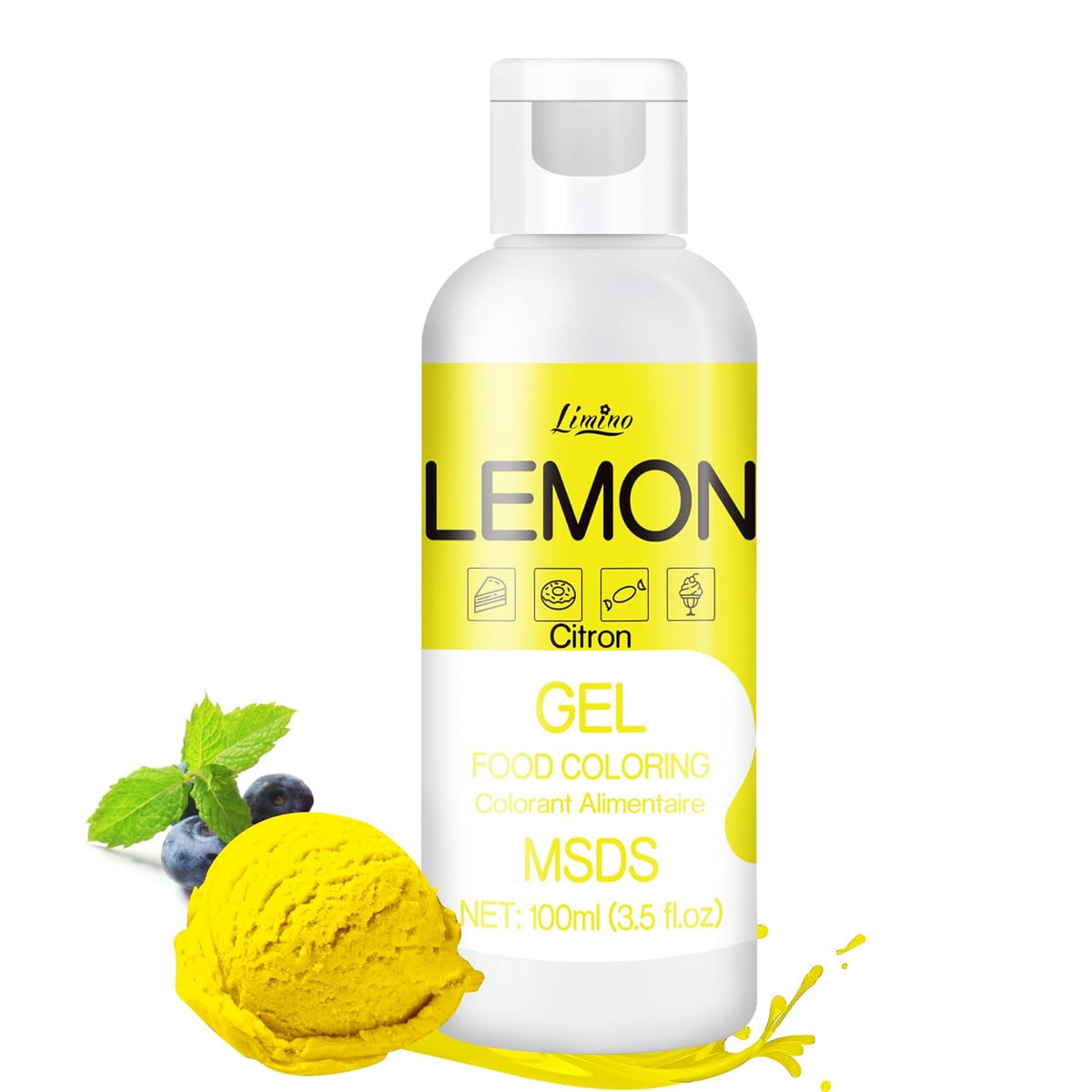 Gel Food Coloring - 4.5oz Vivid Food Coloring Gel for Baking, Cake Decorating, Cookie, Fondant, Macaron - Tasteless Concentrated Edible Food Color Dye for Icing, Slime, Drinks, DIY Crafts (Lemon)