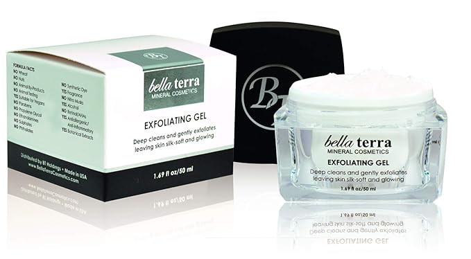 Bellaterra Cosmetics Mineral Exfoliating Gel – Gentle Cleansing, Vegan, Paraben-Free, 1.69 Fl Oz, Soft & Glowing Skin