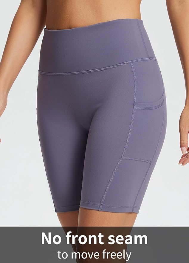 baleaf Women's 8"/ 5"/ 3" Biker Shorts High Waist Yoga Workout Gym Running Volleyball Spandex Shorts with Pockets
