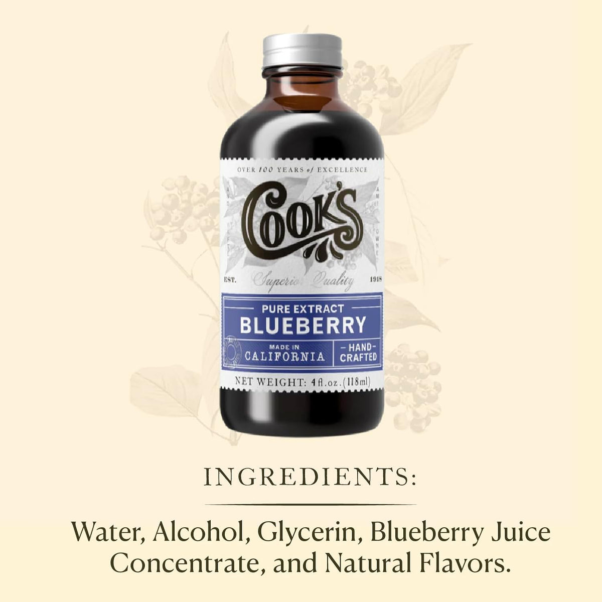 Cook's, Blueberry Extract for Baking, Pies, Jam, Jellies, Candies, Syrup, 32 oz