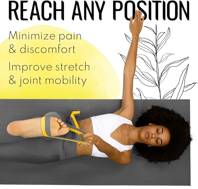 TECEUM Yoga Strap & Mat Strap – 2 IN 1 – Cotton – 6 ft 8 ft 10 ft (30+ colors) – Adjustable Non-Slip Belt for Yoga, Pilates, Stretching, Physical Therapy, Fitness & Home Workout – For Carrying Mats