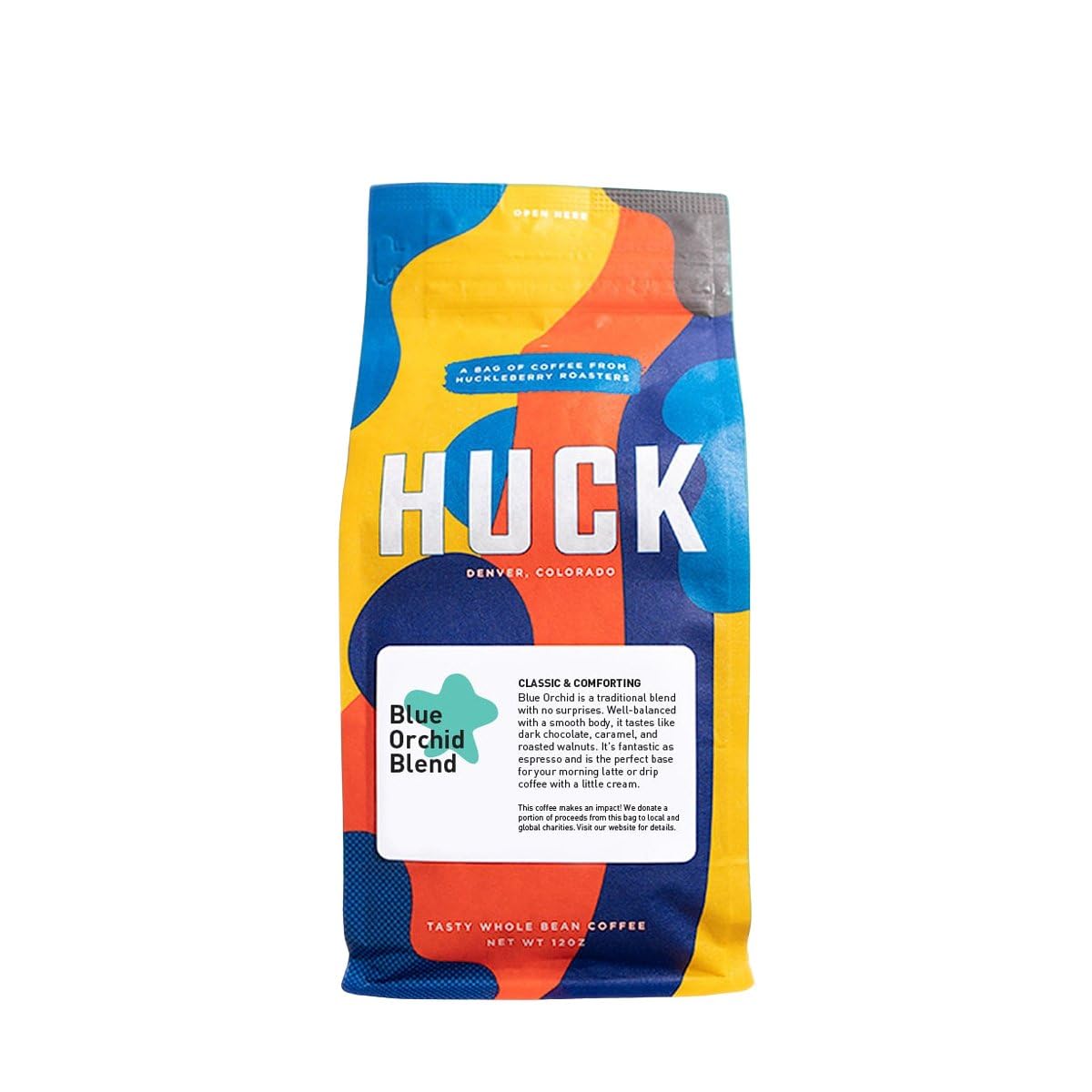 Blue Orchid - Roasted by Huckleberry Roasters - Whole Bean Coffee - 12 Ounce Bag