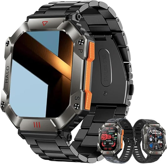 2024 New Military Smartwatch Men, Bluetooth Call 2.0" Large Screen Outdoor Activity Tracker Heart Rate Monitor Sport Fitness Watches Men Smart Watch for Android/iOS