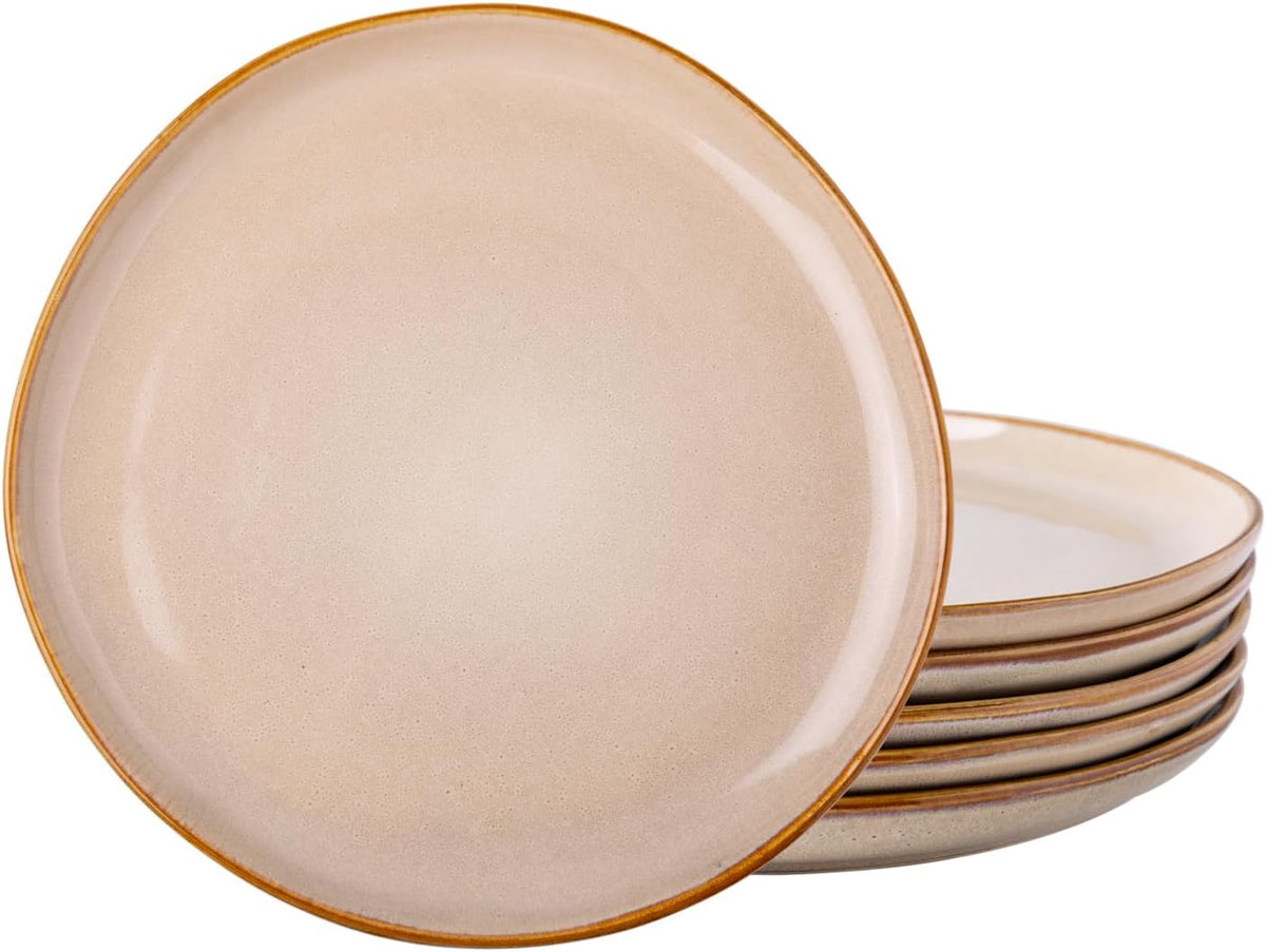 AmorArc Ceramic Plates Set of 6, 8.5 Inch Handmade Reactive Glaze Stoneware Plates set for Dessert, Salad, Appetizer, Small Dinner Plates, Microwave&Dishwasher Safe, Scratch Resistant
