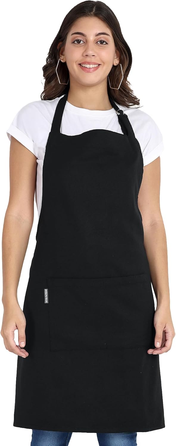Chef Apron, Recycled Cotton Kitchen Apron with an Adjustable Neck with Long Ties, for cooking, baking
