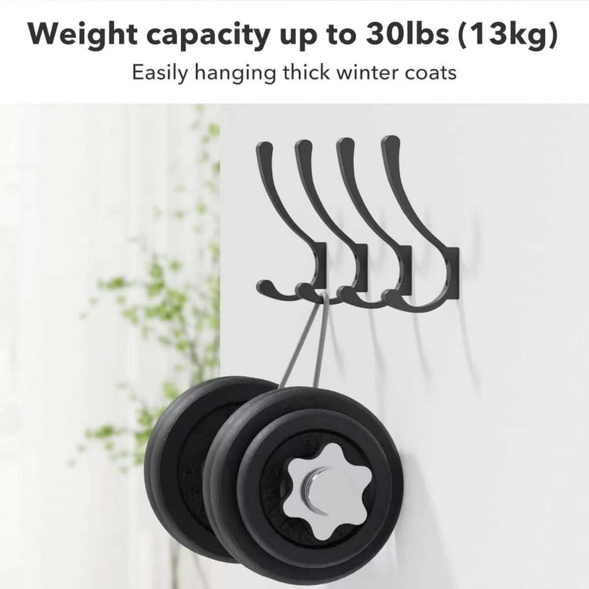 6 Pack Hanging Coat Hooks Wall Mount, Coat Hanger Wall Hangers, Metal Hooks for Hanging Heavy Duty, Screw in Hooks for Hanging Towels, Clothes, Backpack, Hat, Bag, Jacket, Key, Robe, Backpack Grey