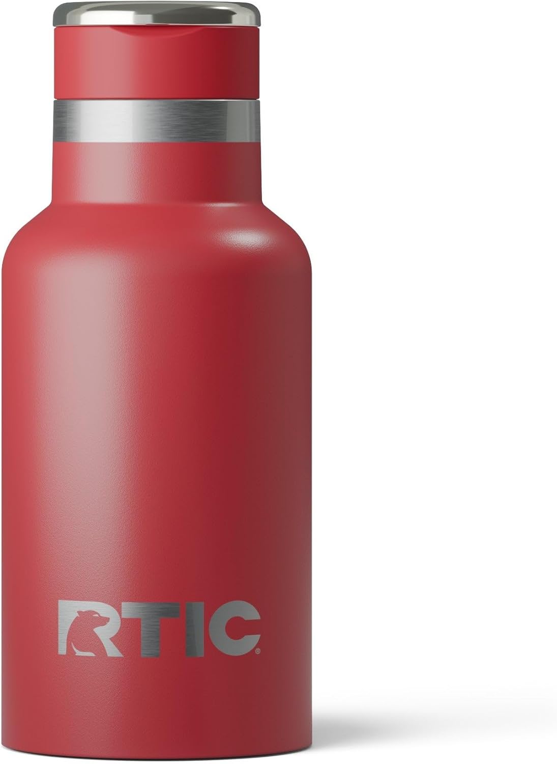 RTIC Little Journey Bottle with Straw, Insulated, Stainless Steel, Metal, Double Wall Vacuum-Insulation, Ceramic-Lined, Leak-Proof Lid, BPA-Free Water Flask for Sports, Travel, Flag Red