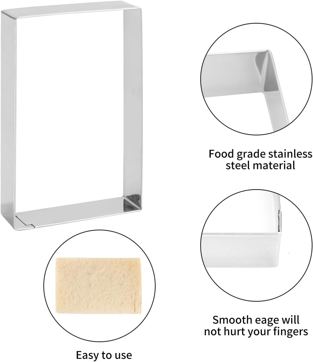 Rectangle cookie cutter ANCKNE Stainless Steel Rectangle Biscuit Molds Square Pastry Molds Fondant Cake Cookie Cutter Set 1 Inch Depth