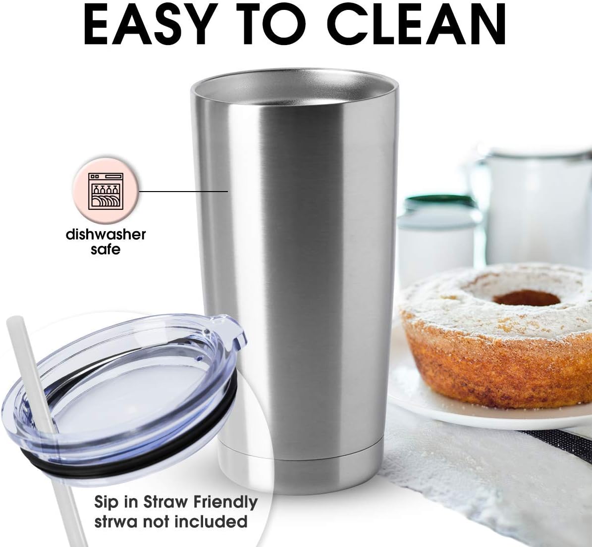 HASLE OUTFITTERS 20oz Tumblers Bulk Stainless Steel Cups with Lid Double Wall Vacuum Insulated Coffee Mugs for Cold & Hot Drinks Pack