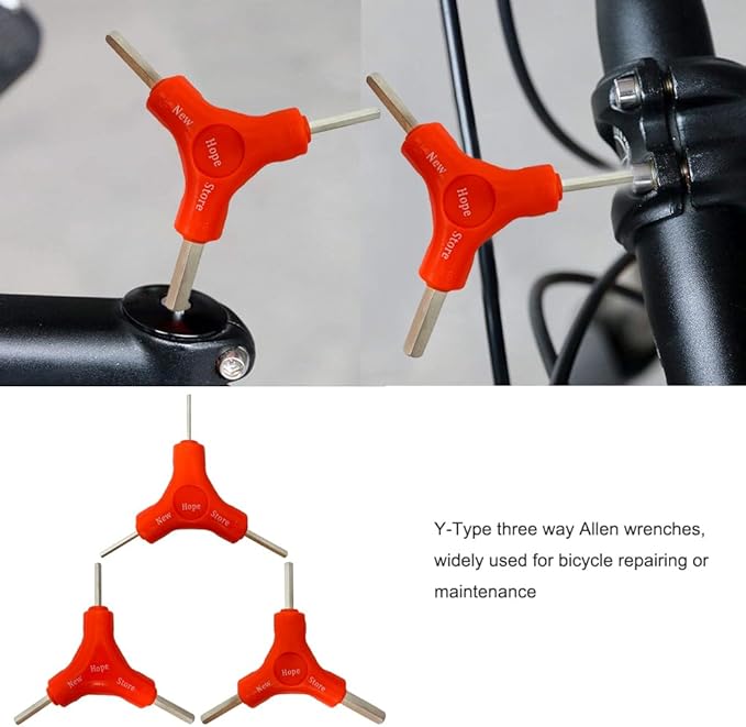 3-Way Bike Hex Wrench Set, Y Allen Wrench All-In-One Multifunctional Biking Maintenance Tool Cycling Torque Spanner Internal Hex Key Repair Tool for Mountain Bicycle, 3Pcs(2.5, 3, 4, 5, 6, 8mm)