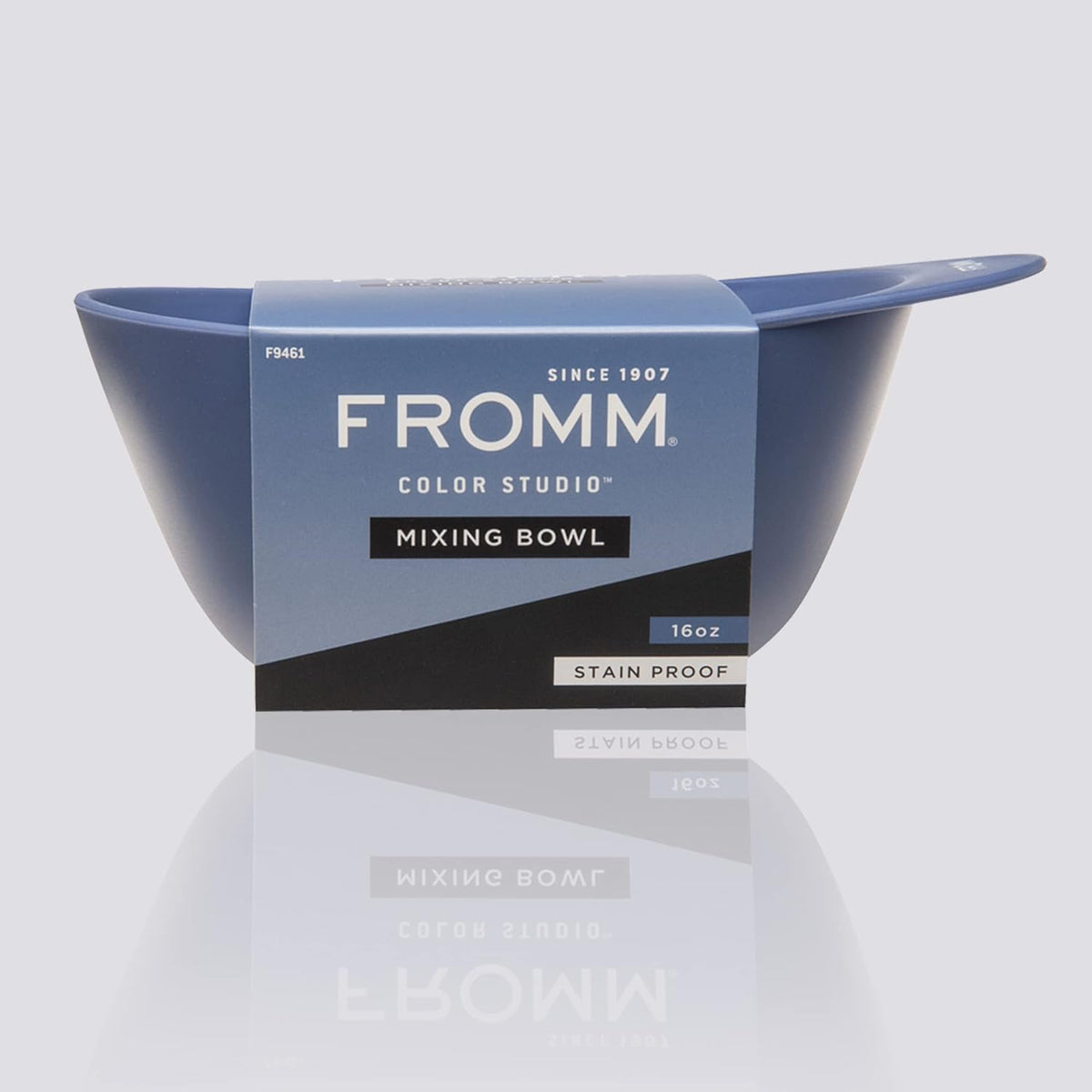 Fromm Color Studio Large Mixing Bowl for Hair Dye, Bleach, Coloring, and Treatments with Spill Proof Rubberized Base, 16 oz, Blue