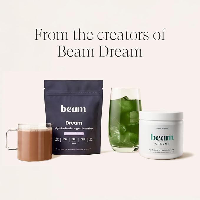 Beam Greens Powder, Superfood Supplement for Gut Health, Vegan Organic Blend with Ashwagandha, Vitamin C, B12, B6, D, Non-GMO Daily Detox & Immune Support, Strawberry Kiwi Flavor, 15 Servings