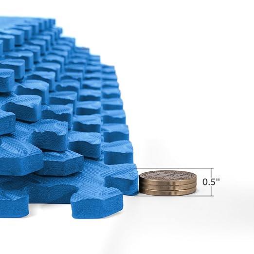 Art3d 48 Sq.Ft Eva Puzzle Exercise Mats, 24"x24" x 1/2" Thick Foam Interlocking Tiles for Flooring, Workout, Gym Equipments, Pack of 12, Blue