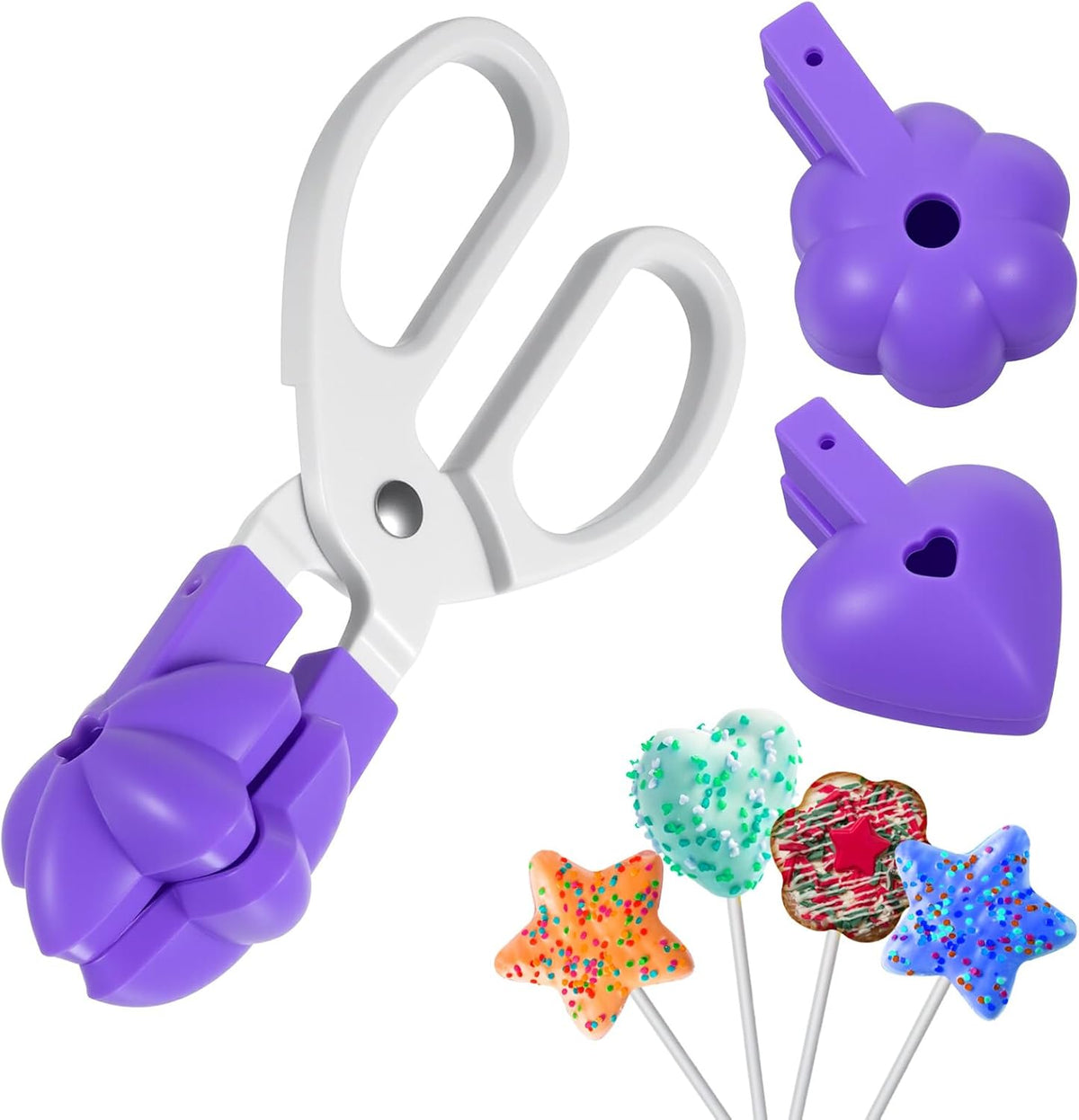 3 Set Cake Pop Molds with Detachable Anti slip Handle, Heart Flower Star Silicone Molds Kit Set, Cake Pop Mold for Lollipop Candies Chocolates