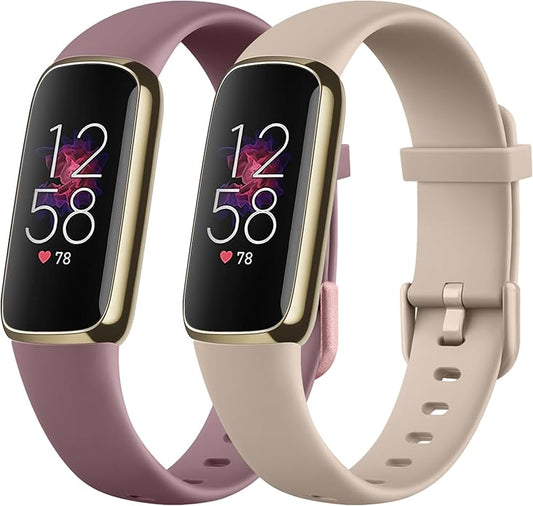 2-Pack Bands for Fitbit Luxe Bands for Women Men, Soft Silicone Wristband Replacement Strap for Fitbit Luxe Special Edition Fitness Tracker