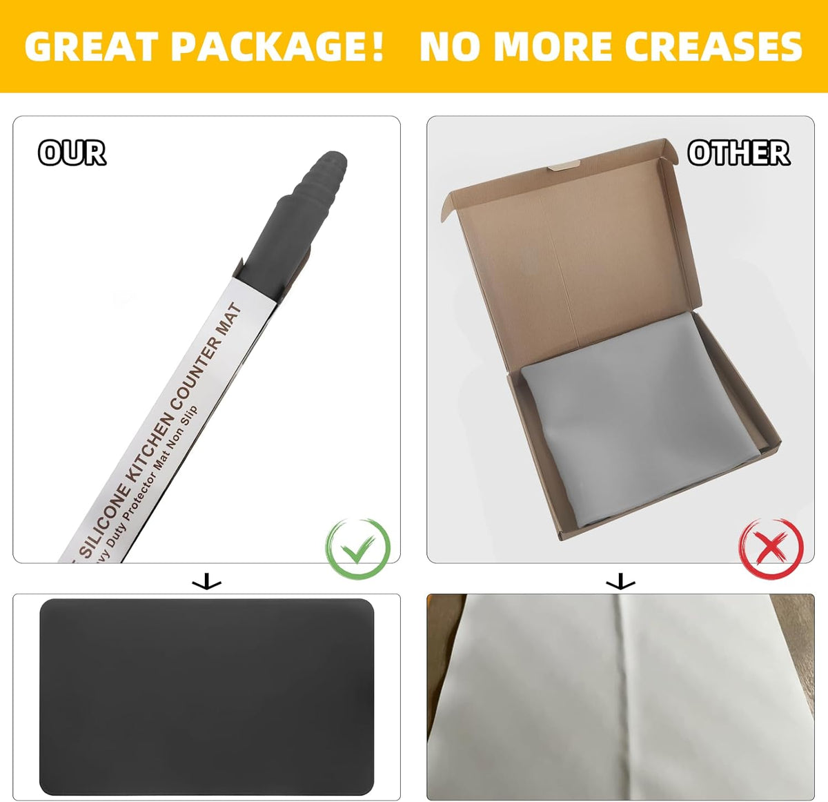 KVK 43.3×25.6in Silicone Mats for Kitchen Counter - Extra Large Silicone Mat Heat Resistant - Glossy Bottom Non Slip - Universal Painting Craft Resin Mat Table Countertop Protector, Taupe