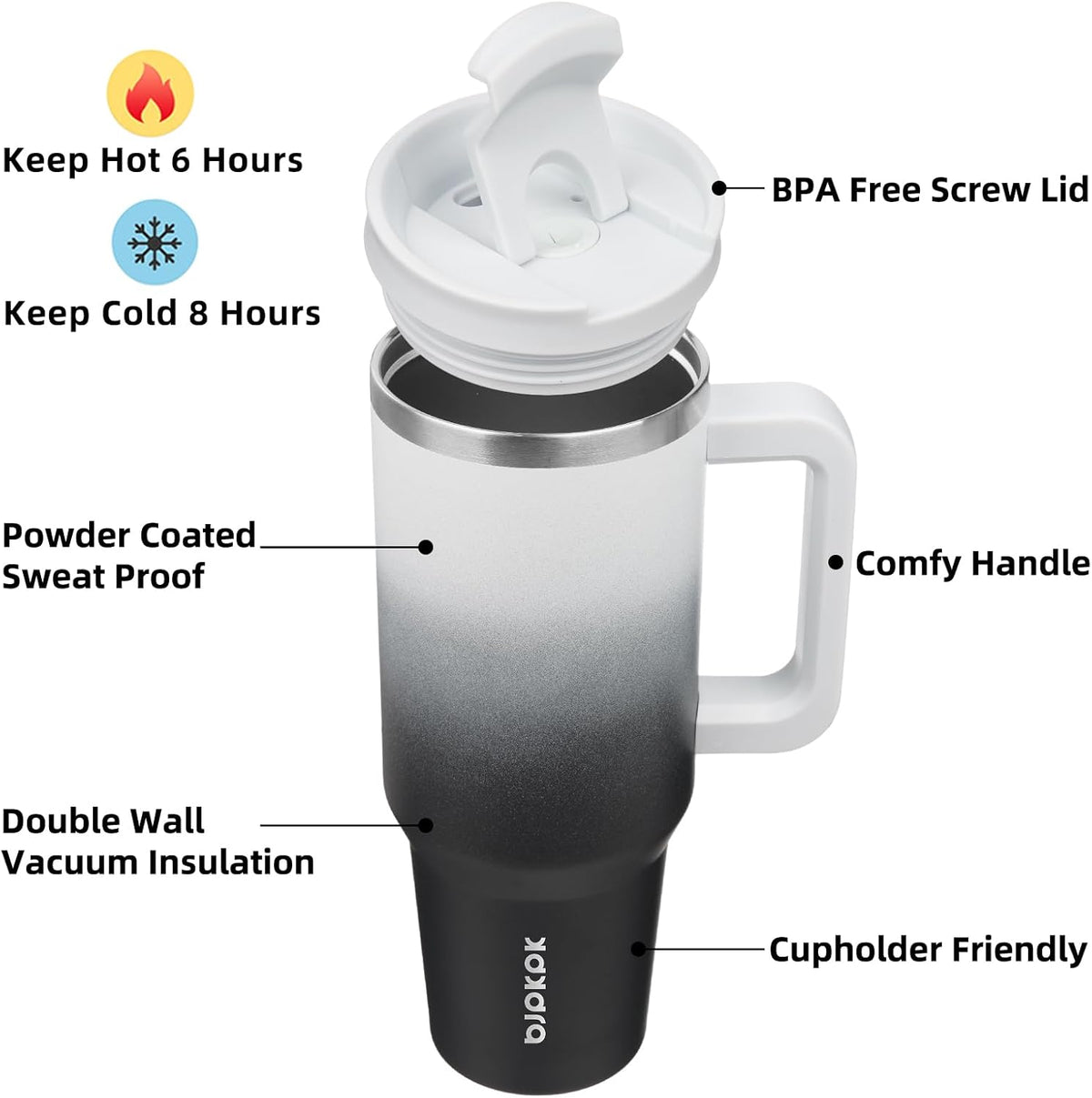 BJPKPK Insulated Tumblers With Handle And Straw 40 oz Stainless Steel Tumbler Cups With Lid,Day And Night