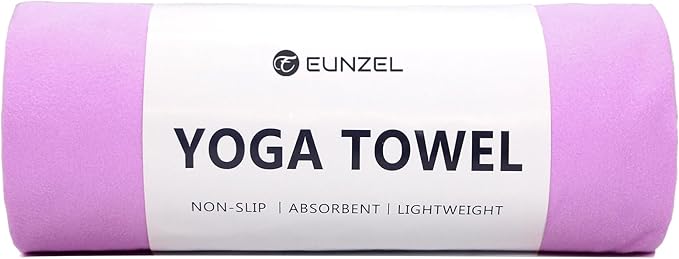 Eunzel Hot Yoga Towel Non Slip Yoga Mat Towel Non-Slip Sweat Absorbent Microfiber Towel for Hot Yoga, Pilates and Workout 72" x 26.5", Purple