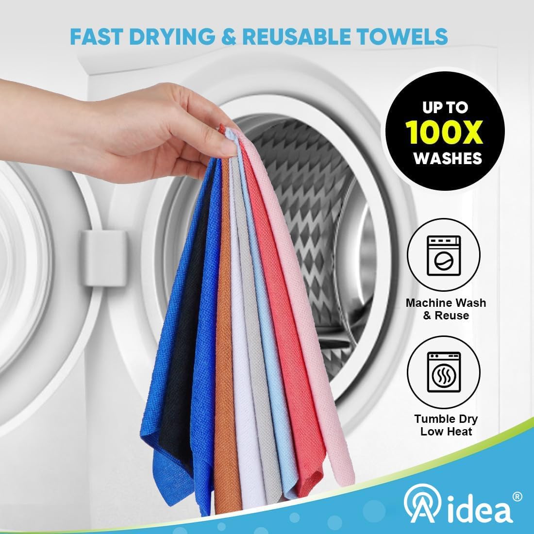 AIDEA Microfiber Cleaning Cloth 165 Sheets 3 Roll, Black Microfiber Towels for Cars, Shop Rags Washable, Cleaning Rags Reusable Paper Towels for Automotive, Mechanic, Workshops, House, 11×9"