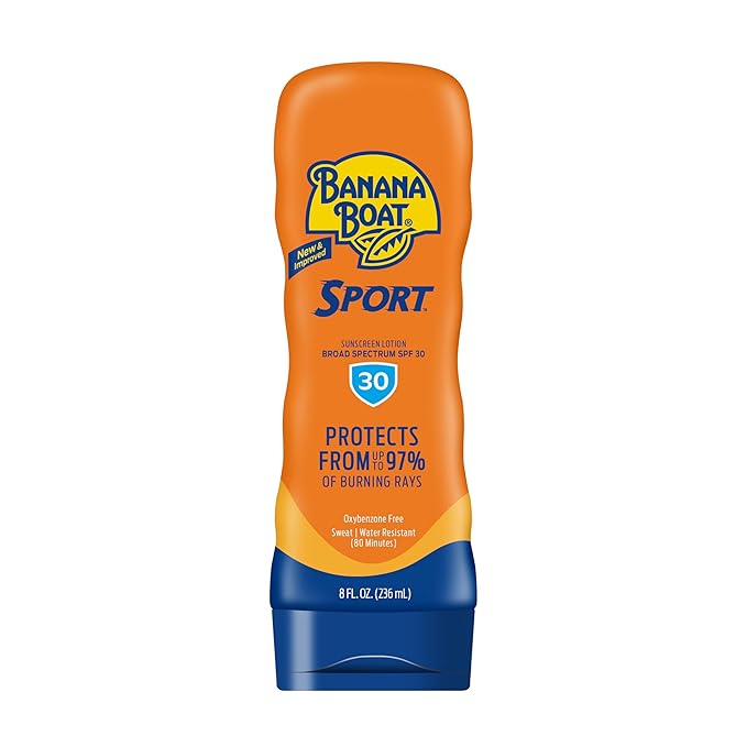 Banana Boat Sport Ultra SPF 30 Sunscreen Lotion, 8oz | Banana Boat Sunscreen SPF 30 Lotion, Oxybenzone Free, Sunblock, Water Resistant, 8oz