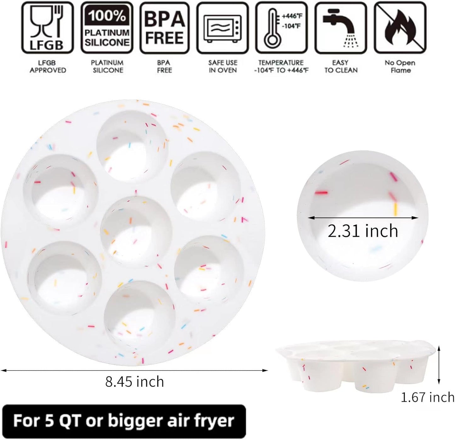 Silicone Egg Bite Molds Air Fryer Muffin Pan for Baking Non-Stick Silicone Egg Molds 7 Cups Air Fryer Cupcake Mold for Mini Muffins, Tart, Mini Cupcake BPA Free