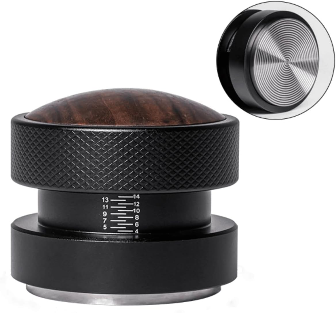 Espresso Tamper for 58mm Coffee Tamper,Self-Adjusting Gravity Tamper,WDT Tool with Clear Memory Scale,Stainless Steel Walnut Tamper for Espresso Coffee Machine Accessories,for Home,Office & Coffee Bar