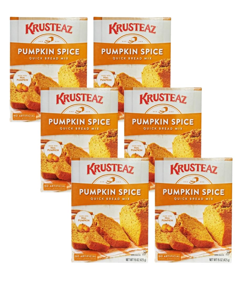 Krusteaz Baking Mix, Pumpkin Spice Quick Bread Mix, Made with Real Pumpkin & No Artificial Flavors, 15 Ounce Box (Pack of 6)