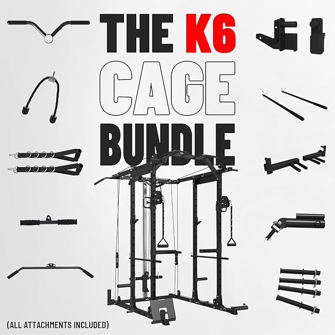 Mikolo Power Cage, Power Rack with Cable Crossover System, 1500LBS Squat Rack with LAT Pull Down System, Workout Cage with Pulley System for Fitness Home Gym