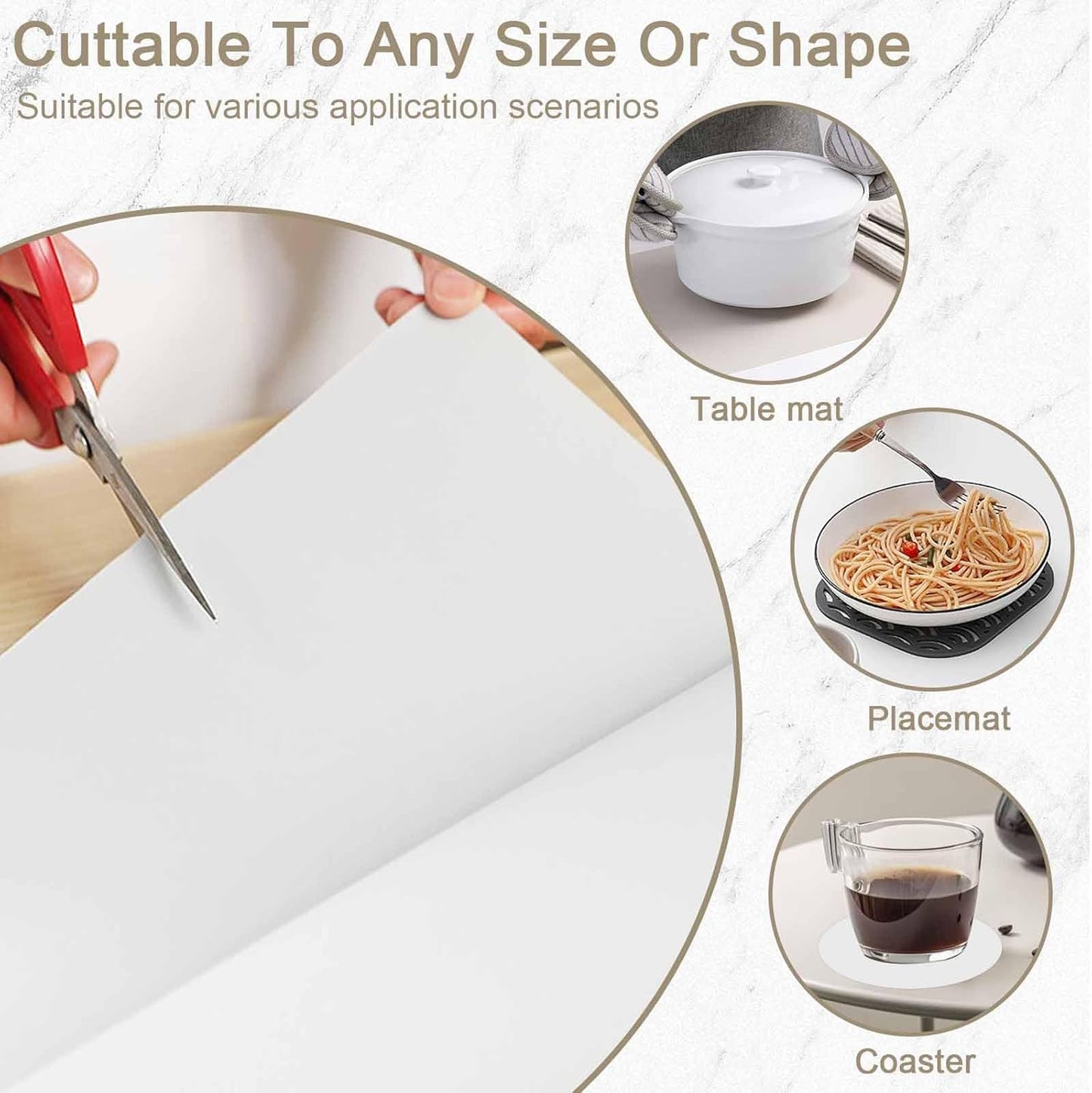 35.4"x23.6"(90cmx60cm) Large Silicone Mat for Kitchen Counter, Non-Slip Heat Resistant Countertop Protector, Waterproof Multipurpose Mat for Kitchen Island, Semitransparent